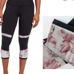 Calia Black Floral Mesh Cropped Leggings